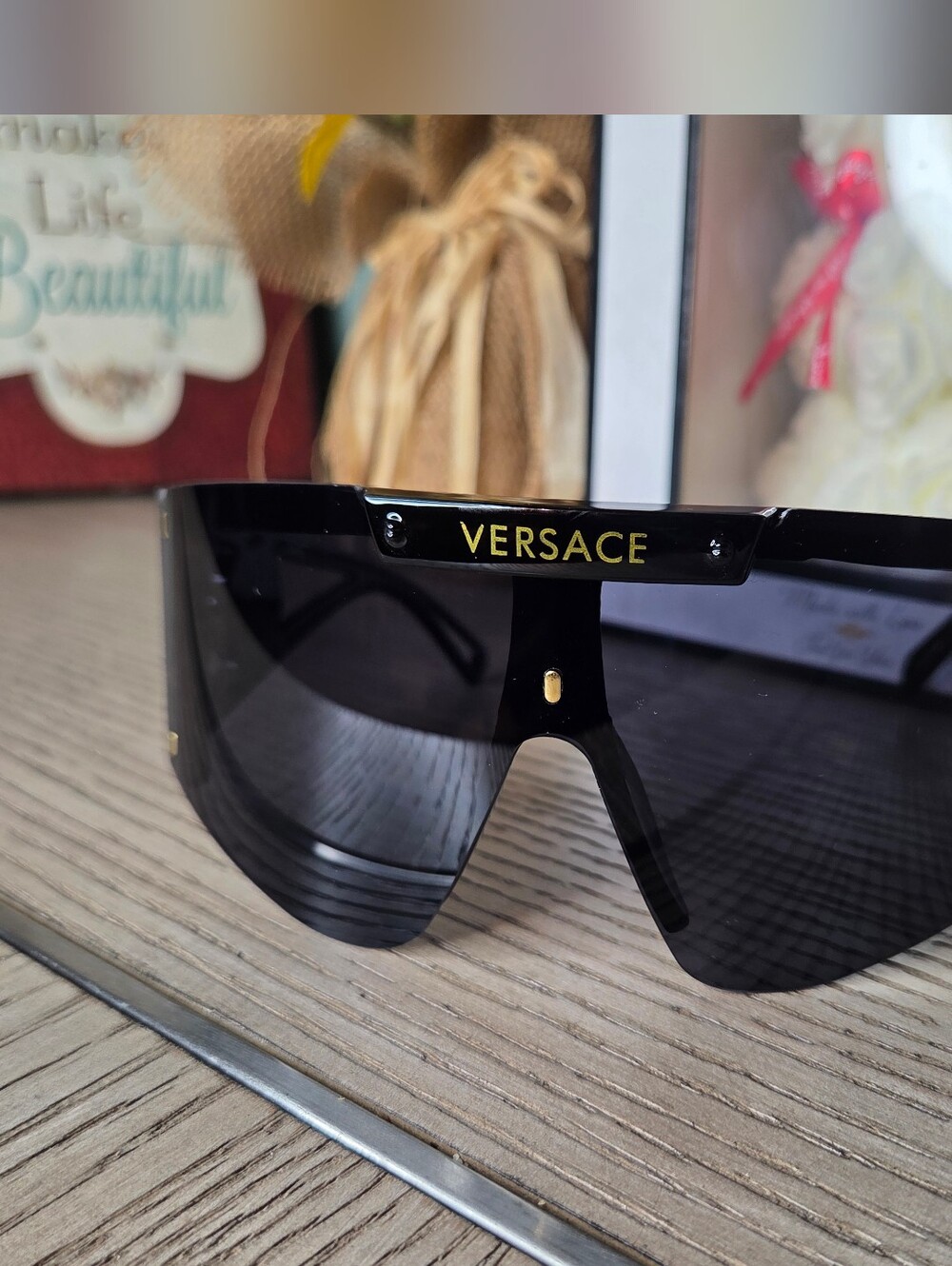 Versace Men’s Black Shield Sunglasses